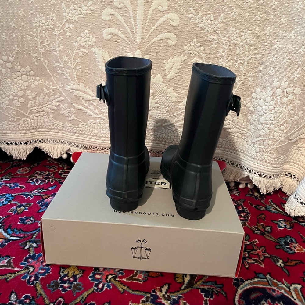 Hunter Women's Original Short Boots - Black/Dark Slate - Picture 4 of 7